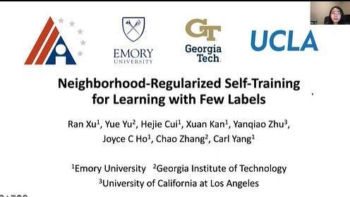 Neighborhood-Regularized Self-Training for Learning with Few Labels