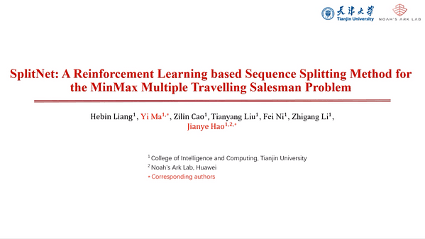 SplitNet: A Reinforcement Learning based Sequence Splitting Method for the MinMax Multiple Travelling Salesman Problem