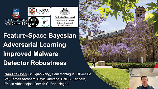Feature-Space Bayesian Adversarial Learning Improved Malware Detector Robustness