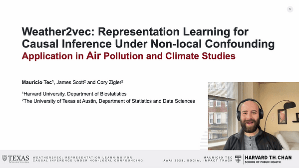 Weather2vec: Representation Learning for Causal Inference with Non-Local Confounding in Air Pollution and Climate Studies