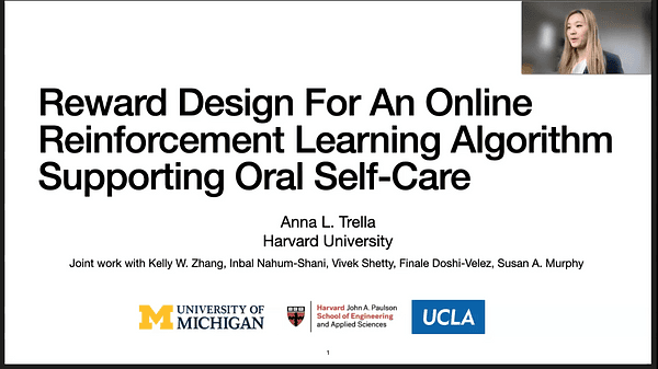 Reward Design For An Online Reinforcement Learning Algorithm Supporting Oral Self-Care