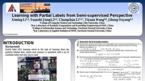 Learning with Partial Labels from Semi-supervised Perspective