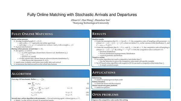 Fully Online Matching with Stochastic Arrivals and Departures