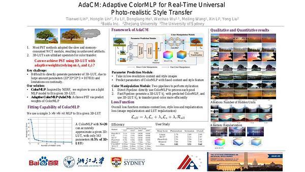 AdaCM: Adaptive ColorMLP for Real-Time Universal Photo-realistic Style Transfer