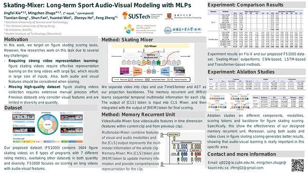 Skating-Mixer: Long-term Sport Audio-Visual Modeling with MLPs