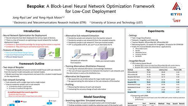 Bespoke: A Block-Level Neural Network Optimization Framework for Low-Cost Deployment