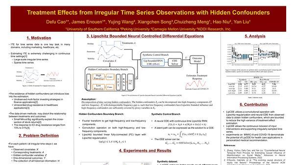 Estimating Treatment Effects from Irregular Time Series Observations with Hidden Confounders