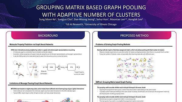 Grouping Matrix based Graph Pooling with Adaptive Number of Clusters