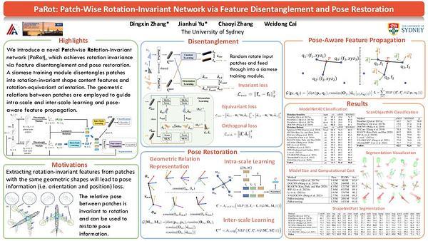 PaRot: Patch-Wise Rotation-Invariant Network via Feature Disentanglement and Pose Restoration
