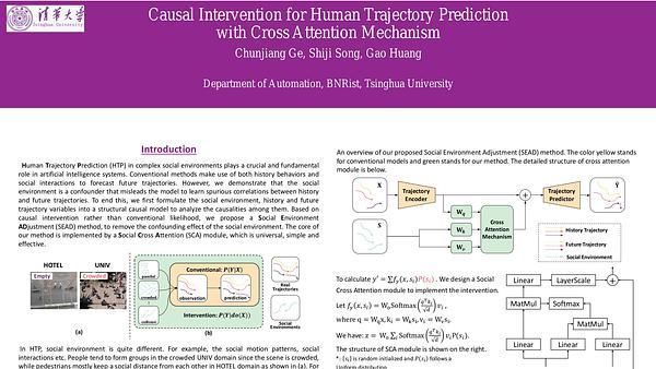 Causal Intervention for Human Trajectory Prediction with Cross Attention Mechanism