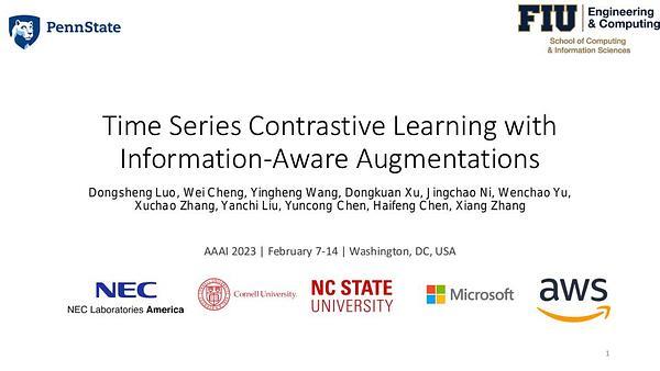Time Series Contrastive Learning with Information-Aware Augmentations