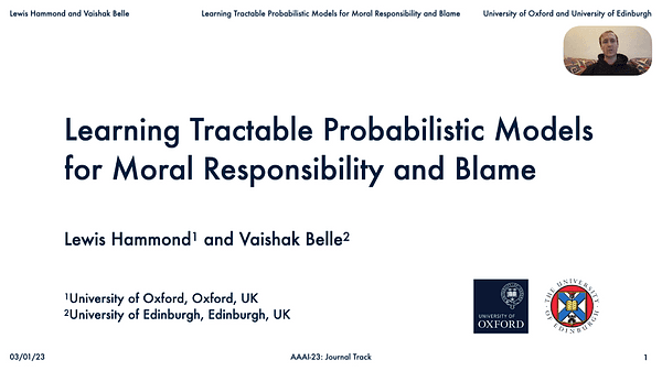 Learning Tractable Probabilistic Models for Moral Responsibility and Blame