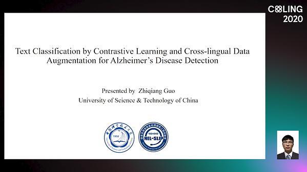 Text Classification by Contrastive Learning and Cross-lingual Data Augmentation for Alzheimer’s Disease Detection