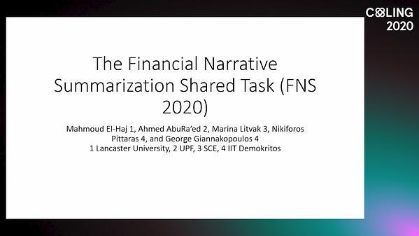 The Financial Narrative Summarisation Shared Task (FNS 2020)