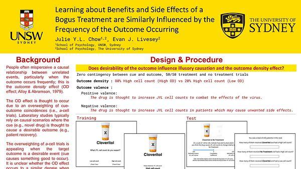 Learning about Benefits and Side Effects of a Bogus Treatment are Similarly Influenced by the Frequency of the Outcome Occurring