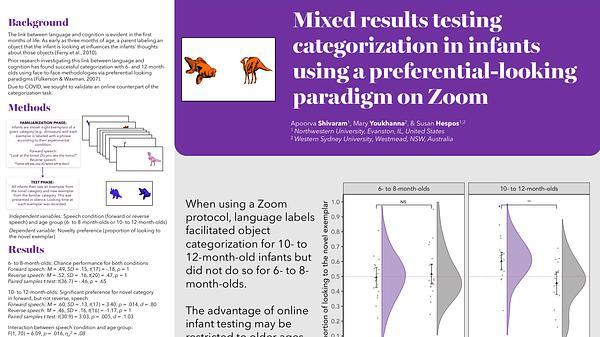 Mixed results testing categorization in infants using a preferential-looking paradigm on Zoom