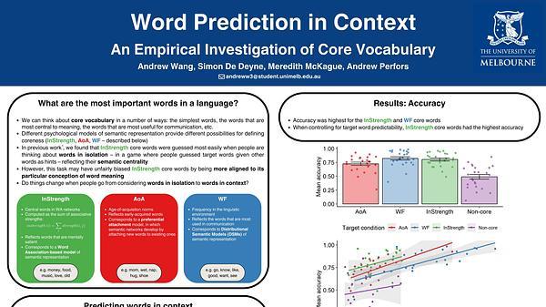 Word Prediction in Context: An Empirical Investigation of Core Vocabulary