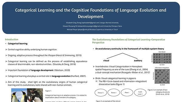 Categorical Learning and the Cognitive Foundations of Language Evolution and Development
