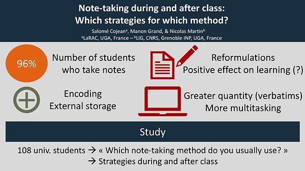 Note-taking during and after class: which strategies for which method?