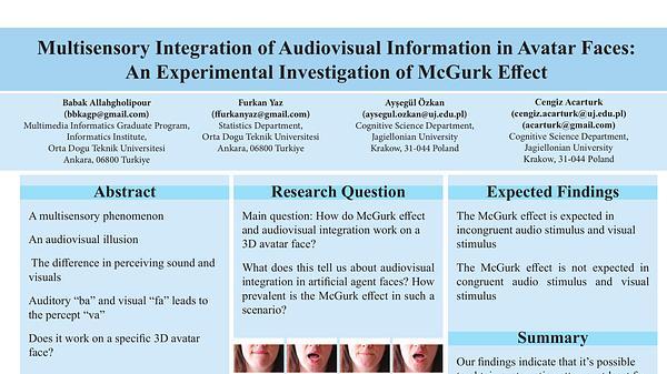 Multisensory Integration of Audiovisual Information in Avatar Faces: An Experimental Investigation of McGurk Effect