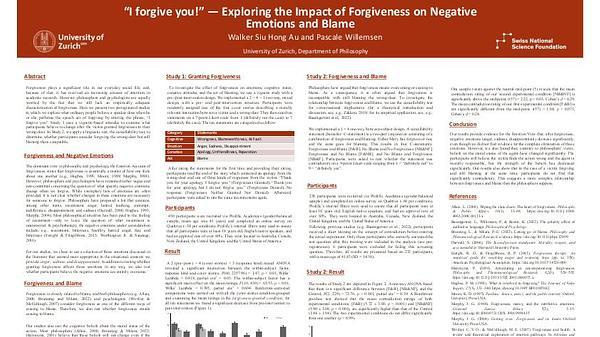 “I forgive you!” — Exploring the Impact of Forgiveness on Negative Emotions and Blame