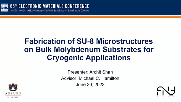 Fabrication of SU-8 Microstructures on Bulk Molybdenum Substrates for Cryogenic Applications