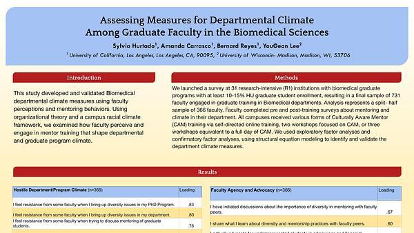 Assessing Measures for Departmental Climate Among Graduate Faculty in the Biomedical Sciences