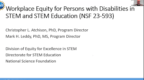 NSF INCLUDES and Workplace Equity for People with Disabilities in STEM and STEM Education (30 mins.)
