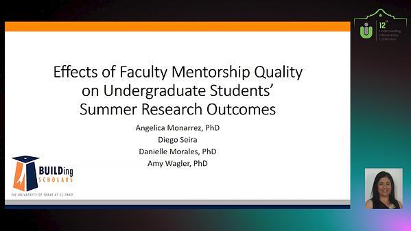 Effects of Faculty Mentorship Quality on Undergraduate Students' Summer Research Outcomes