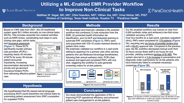 Utilizing a ML-Enabled EMR Provider Workflow to Improve Non-Clinical Tasks