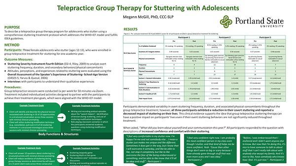 Telepractice Group Therapy for Stuttering with Adolescents