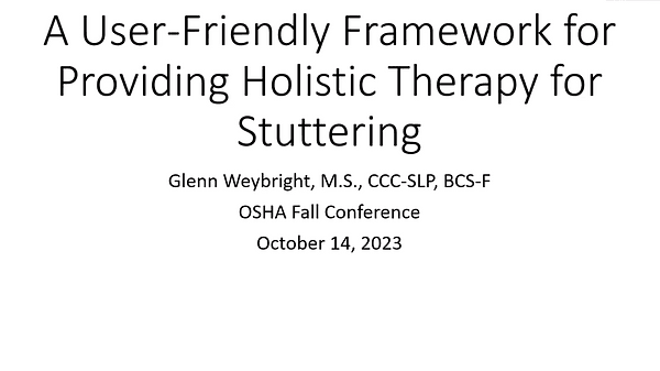 A New User-Friendly Framework for Organizing Stuttering Therapy Approaches