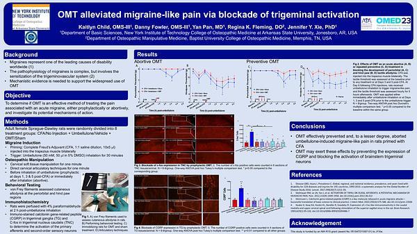OMT alleviated migraine-like pain via blockade of trigeminal activation