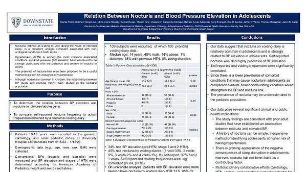 Relation Between Nocturia and Blood Pressure Elevation in Adolescents