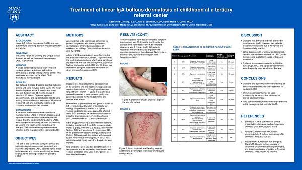 Treatment of linear IgA bullous dermatosis of childhood at a tertiary referral center