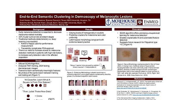End-to-End Semantic Clustering in Dermoscopy of Melanocytic Lesions