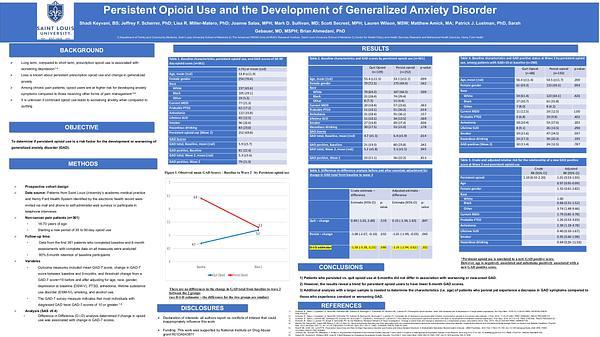 Persistent Opioid Use and the Development of Generalized Anxiety Disorder