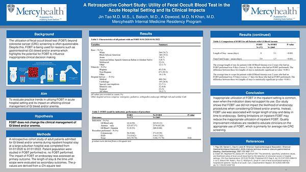 A Retrospective Cohort Study: Utility of Fecal Occult Blood Test in the Acute Hospital Setting and Its Clinical Impacts
