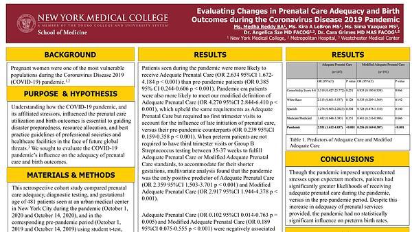 Improving Prenatal Care Adequacy in Urban Settings: Lessons from the COVID 2019 Pandemic