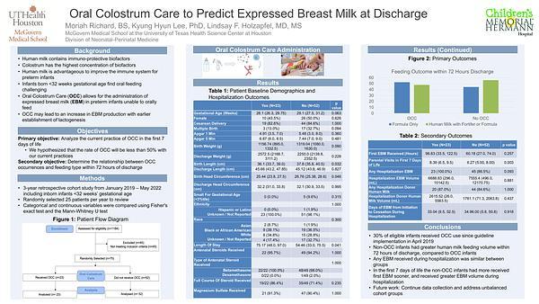 Oral Colostrum Care to Predict Expressed Breast Milk at Discharge