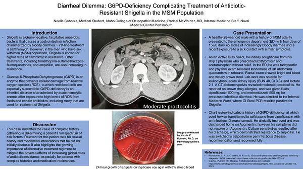Diarrheal Dilemma: G6PD-Deficiency Complicating Treatment of Antibiotic- Resistant Shigella in the MSM Population
