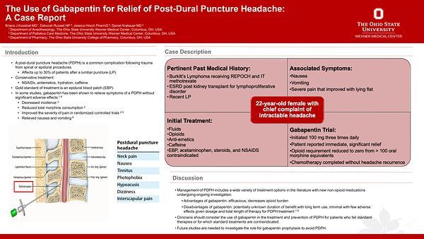 The Use of Gabapentin for Relief of Post-Dural Puncture Headache