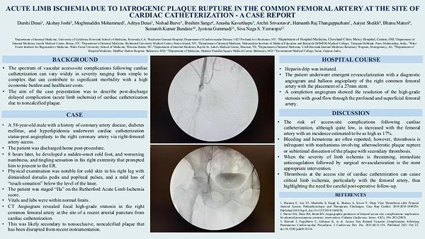 Acute limb ischemia due to iatrogenic plaque rupture in the common femoral artery at the site of cardiac catheterization - A Case Report