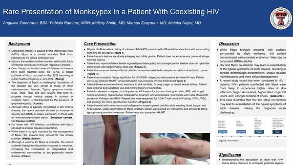 Rare presentation of Monkeypox in a Patient with Coexisting HIV