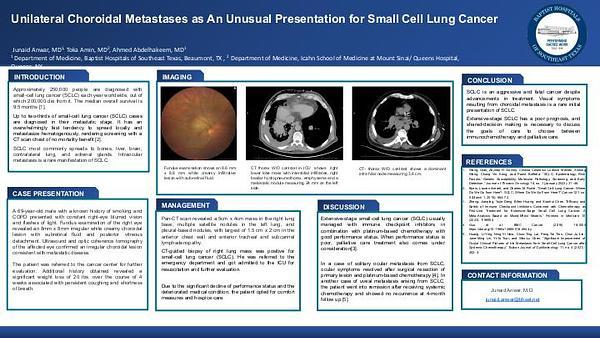 Unilateral Choroidal Metastases as An Unusual Presentation for Small Cell Lung Cancer
