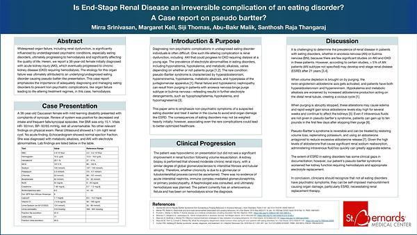 Is End-Stage Renal Disease an irreversible complication of an eating disorder? 
A Case report on pseudo bartter?