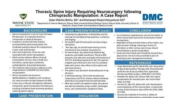Thoracic Spine Injury Requiring Neurosurgery following Chiropractic Manipulation: A Case Report