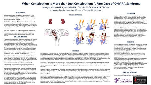 When Constipation is More than Just Constipation: A Rare Case of OHVIRA Syndrome