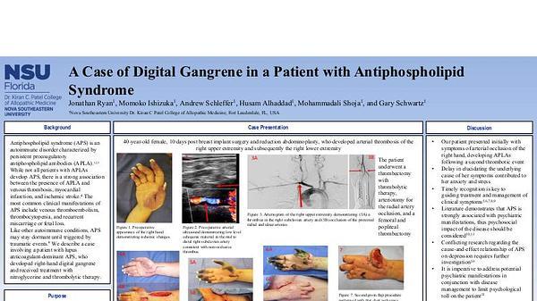 A Case of Digital Gangrene in a Patient with Antiphospholipid Syndrome