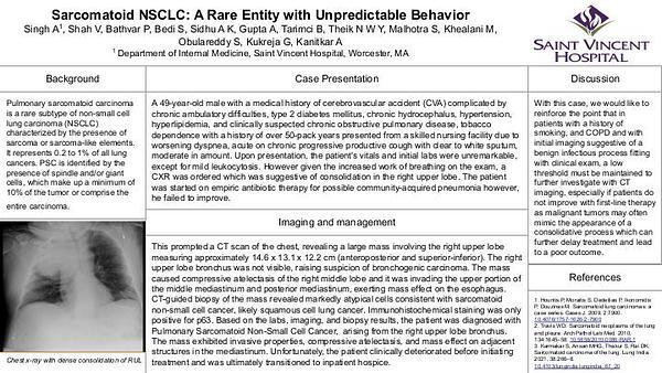 Sarcomatoid NSCLC: A Rare Entity with Unpredictable Behavior
